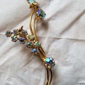 Vintage Gold Wire and Rhinestone Aurora Borealis